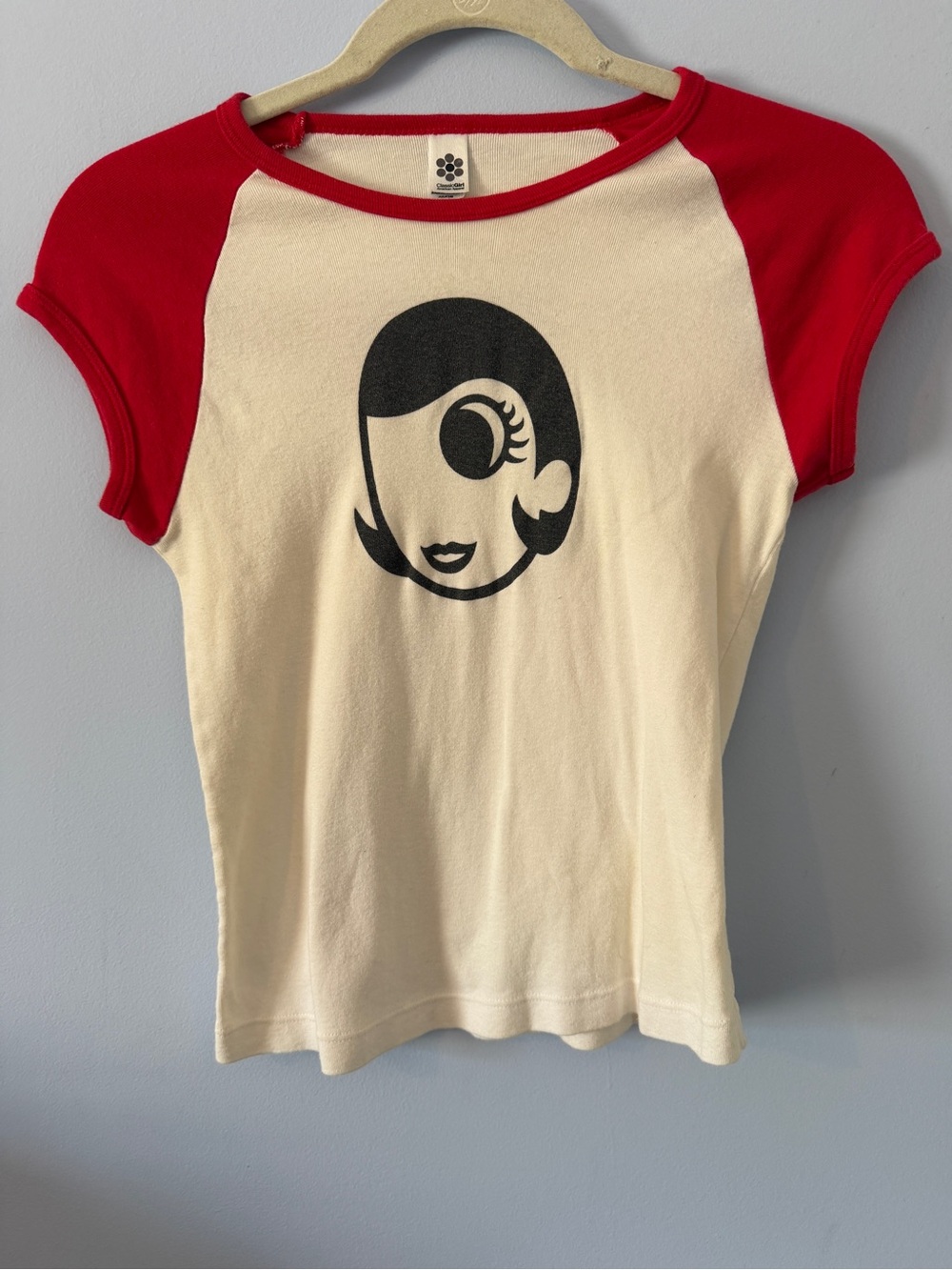 Mary Prankster Tee with Red Raglan Sleeves - Baltimore